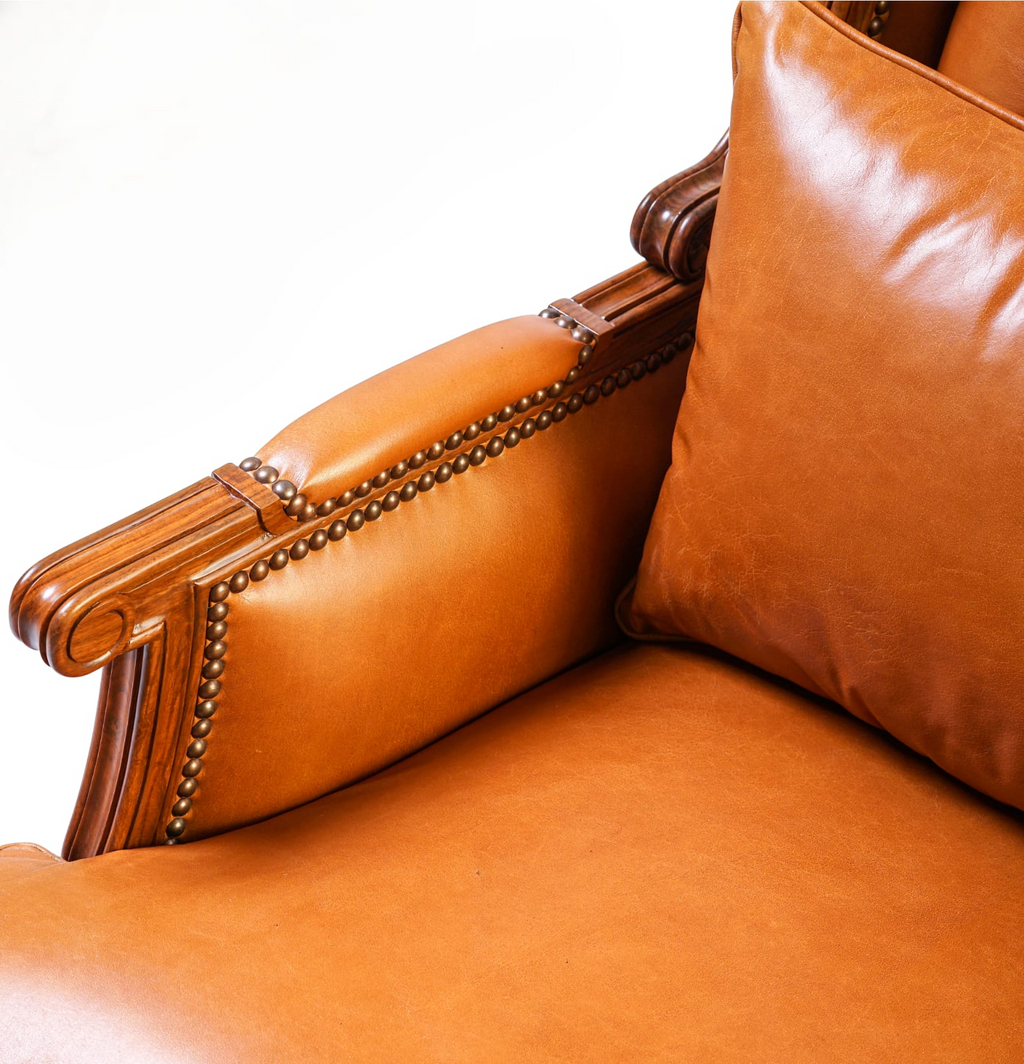 JR Wing Chair and Stool arm detail