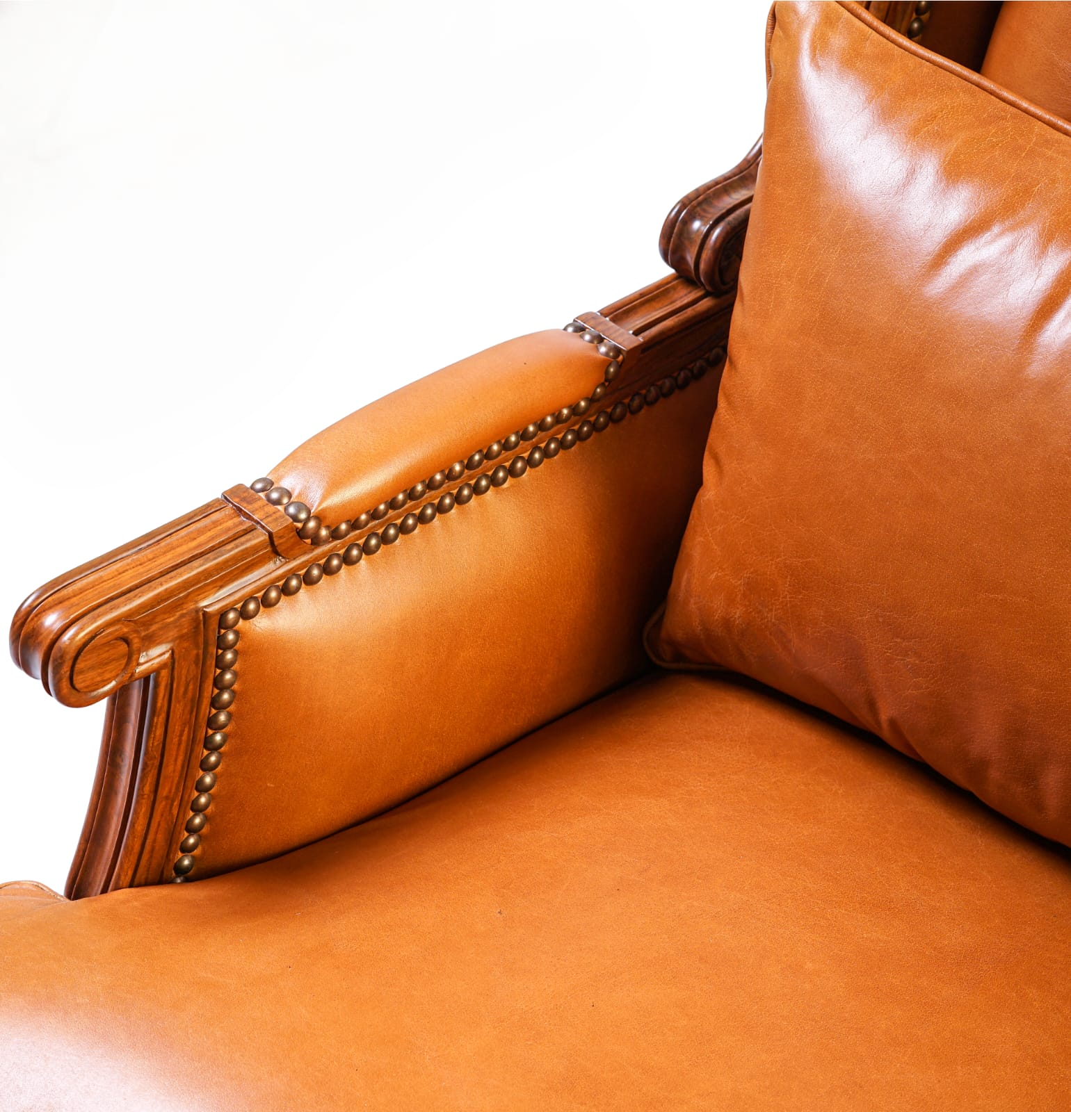 JR Wing Chair and Stool arm detail