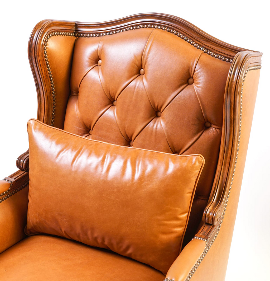 JR Wing Chair and Stool back detail